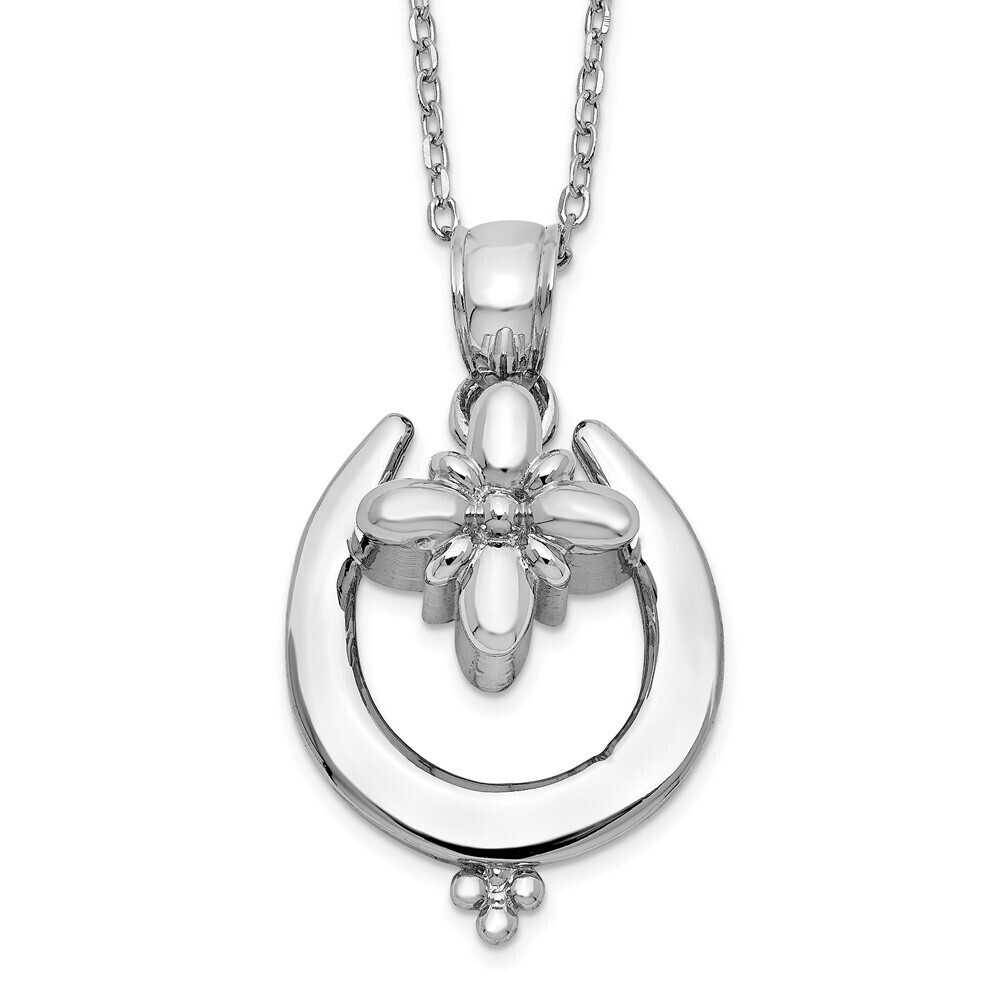 Kazi Luxury Sterling Silver Rhodium-plated Horseshoe Ash Holder 18in Necklace